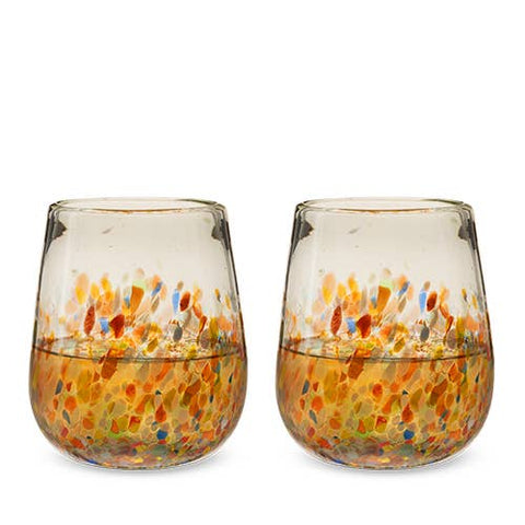 Artistico Recycled Glass Stemless Wine Glasses - Set of 2 (Twine)