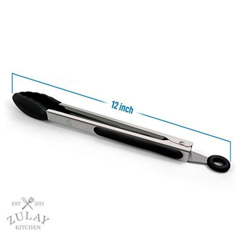 Premium Set of Stainless Steel Tongs for Cooking & Grilling (Zulay)