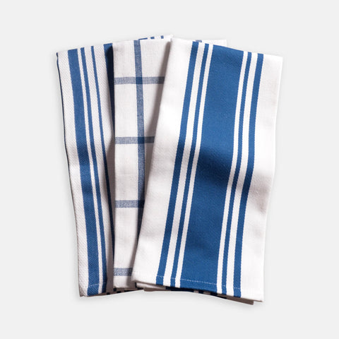 Mixed Flat Towels Set of 3 Blue (KAF Home)