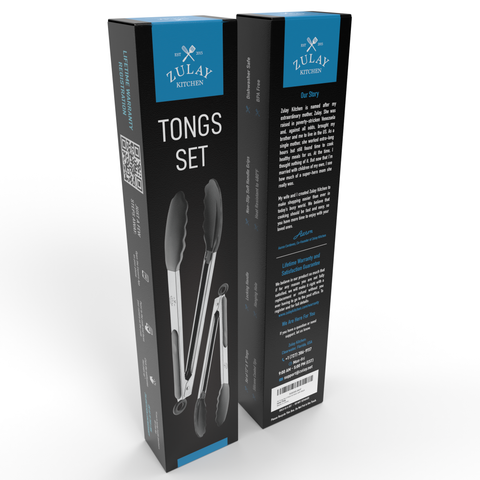 Premium Set of Stainless Steel Tongs for Cooking & Grilling (Zulay)