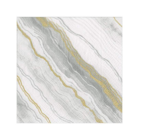 Small Cocktail Napkins Marble Grey (Caspari)