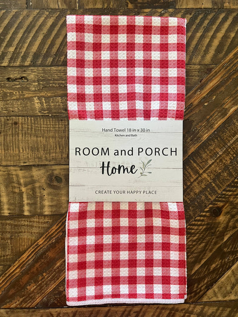 Red Gingham Tea/Hand Towel-Recycled (ROOM and PORCH)
