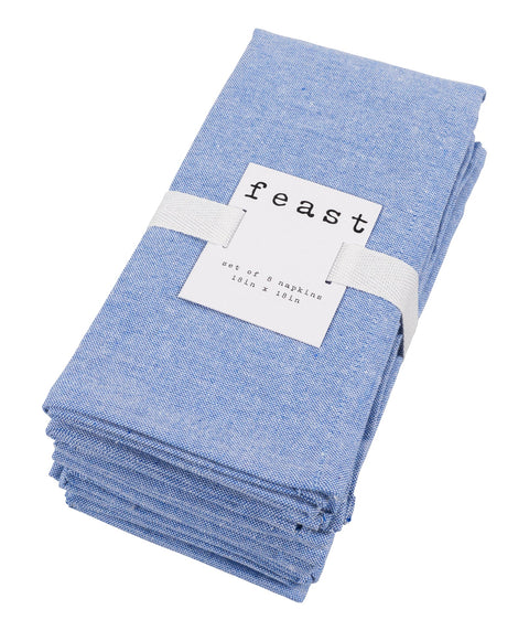 Chambray Napkins Blue Set Of 8 (Kaf Home)