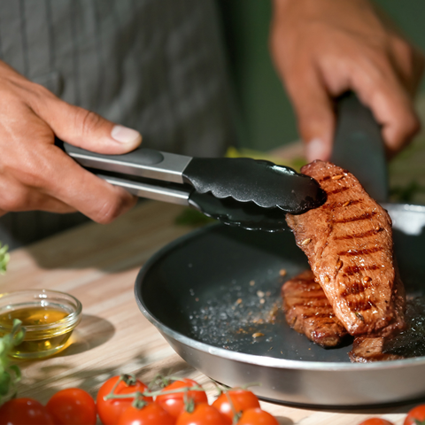 Premium Set of Stainless Steel Tongs for Cooking & Grilling (Zulay)
