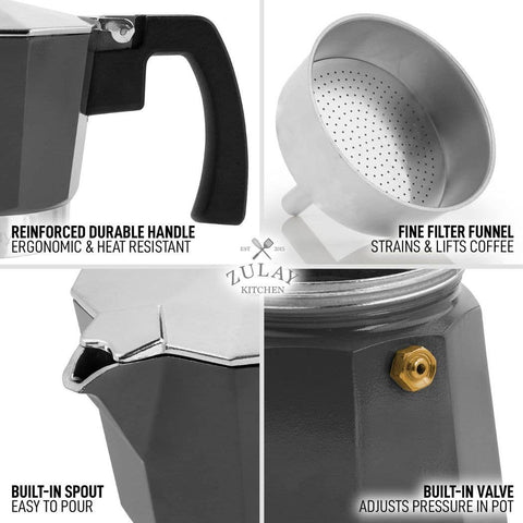 Stovetop Espresso Moka Pot 5 cup - White (Zulay Kitchen)