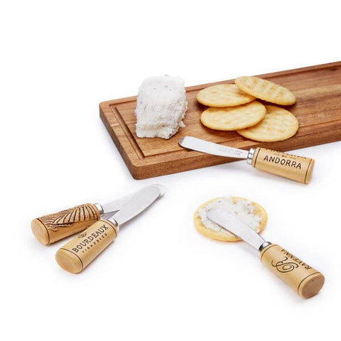 Cork Themed Stainless Steel Cheese Spreaders - Set of 4 (Twine)