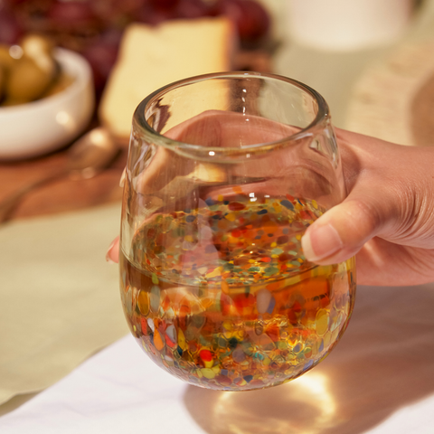 Artistico Recycled Glass Stemless Wine Glasses - Set of 2 (Twine)
