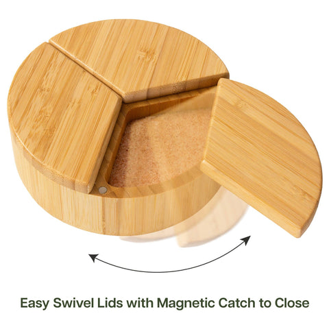 Trio Salt Cellar Storage Box with Swivel Lids (Totally Bamboo)