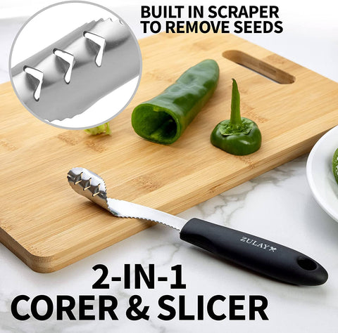2-in-1 Jalapeno Corer Tool - Stainless Steel (Zulay)