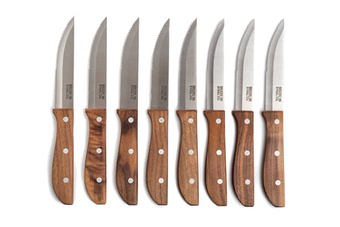 Steel 8pc Jumbo Steak Knives Walnut (Core Kitchen)
