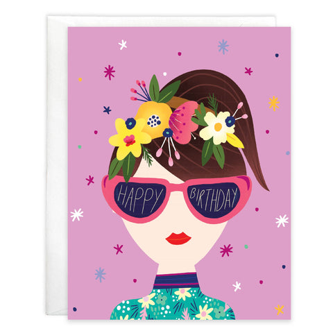 Birthday Greeting Card - Sunglasses Girl (GINA B DESIGNS)