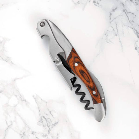 Rosewood Handle Double-Hinged Corkscrew w/ Wood Gift Box (Twine)