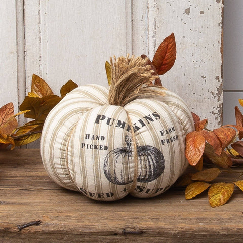 Grain Sack Stripe Pumpkin with Jute Stem (Audrey's)