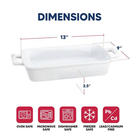 Kitchen Lasagna Pan With Handles, White (HIC)