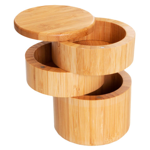 Triple Salt Box, 3-Tier Salt Cellar Storage Box (Totally Bamboo)