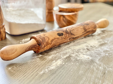 Large Wooden Rolling Pin (Natural OliveWood)