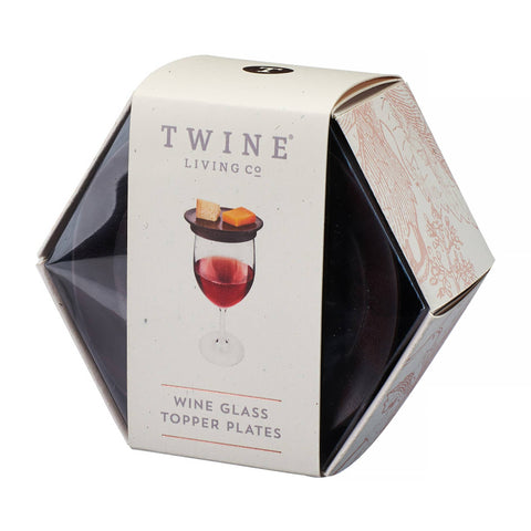 Wine Glass Topper Appetizer Plates 4pcs Mahogany (Twine)