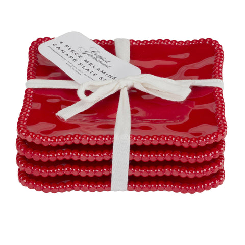 Perlette Red Melamine 6" Canape Plates (Certified International)