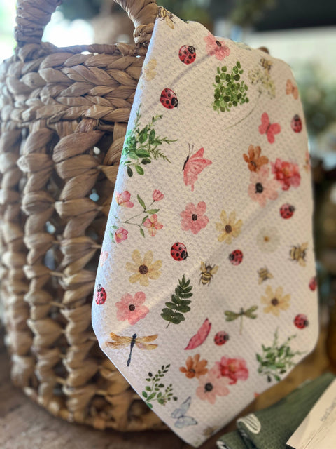 Whimsical Garden Microfiber Tea Towel (ROOM and PORCH)