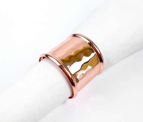 Shiny Copper Hammered Metal Napkin Ring Holder (Fennco Styles)