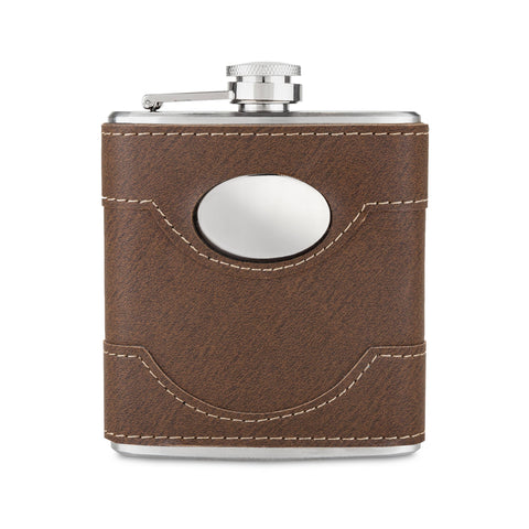 Stainless Steel & Faux Leather Bootlegger Flask (Twine)