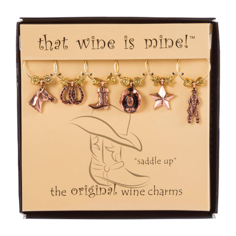 6-Piece Saddle Up Painted Wine Charms (Supreme Housewares)