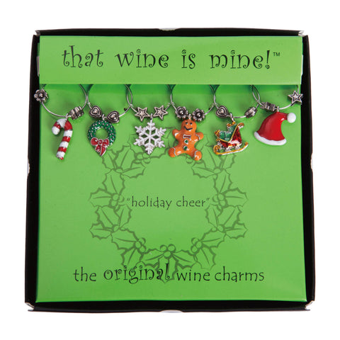 6-Piece Holiday Cheer Painted Wine Charms (Supreme Housewares)