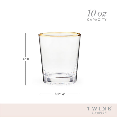 Gilded Gold-Rimmed Glass Cocktail Tumblers - Set of 2 (Twine)