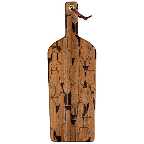 Acacia Bottle Shaped Board Wine Pattern (Totally Bamboo)