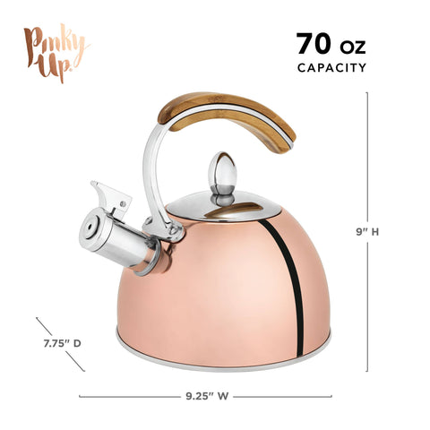 Presley Classic Whistling Tea Kettle - 70oz - Rose Gold (Pinky Up)