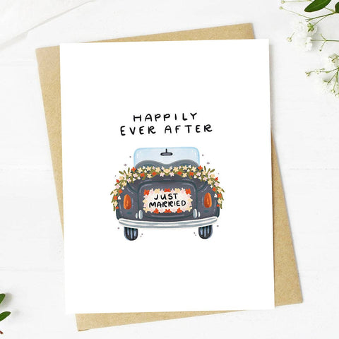 "Happily ever after" Just Married Wedding Card (Big Moods)