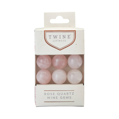 Rose Quartz Wine Chilling Gems w/ Storage Bag - Set of 6: Pink / Rose Quartz / Canvas (Twine)