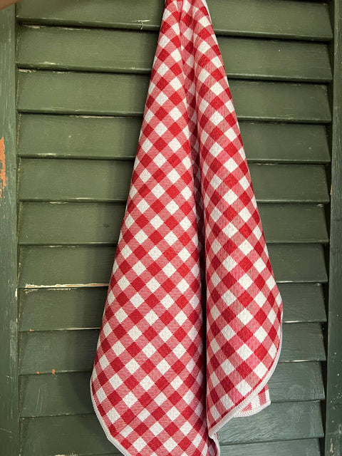 Red Gingham Tea/Hand Towel-Recycled (ROOM and PORCH)