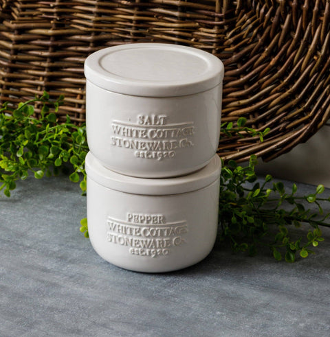 White Cottage Ceramic Salt And Pepper Cellar (Audrey's)