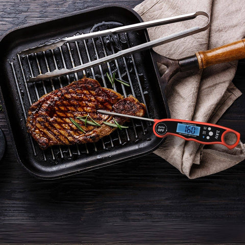 Instant Read Digital Meat Thermometer with Probe: Red/Black (Zulay Kitchen)