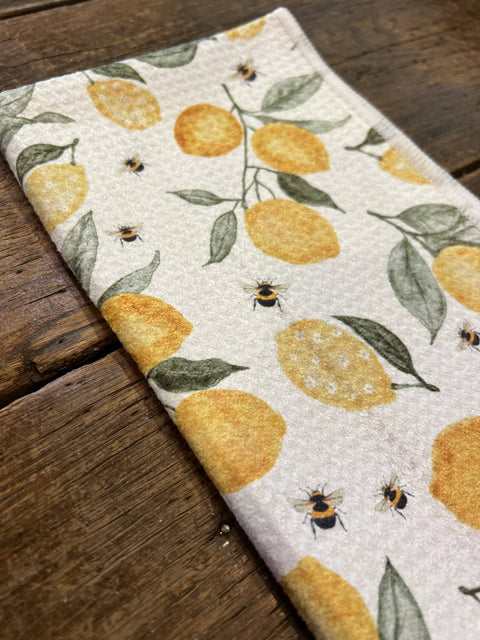 Lemon & Bees Microfiber Tea/Hand Towel (ROOM and PORCH)