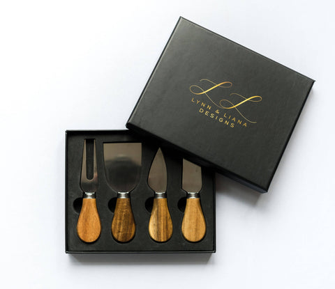 Acacia Cheese Knife & Spreader Set – 4 Piece with Gift Box (Lynn &amp; Liana Designs)