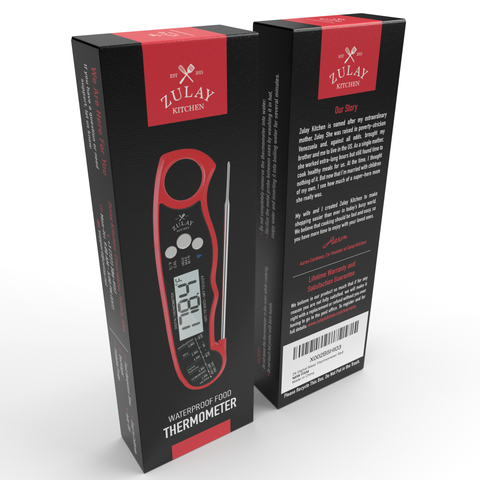 Instant Read Digital Meat Thermometer with Probe: Red/Black (Zulay Kitchen)