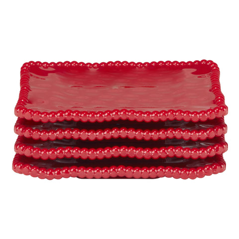 Perlette Red Melamine 6" Canape Plates (Certified International)