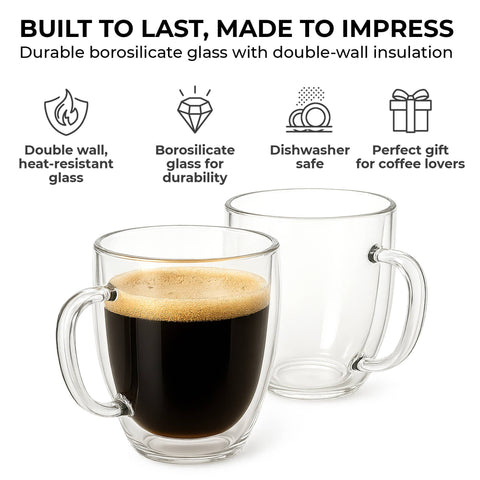 16oz Glass Coffee Mugs (Kaffe)