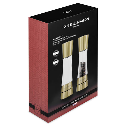 Derwent Gold Salt & Pepper Mill: Salt & Pepper Set (Cole & Mason)