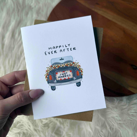 "Happily ever after" Just Married Wedding Card (Big Moods)