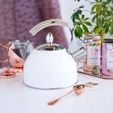 Presley Classic Whistling Tea Kettle - 70oz - White (Pinky Up)