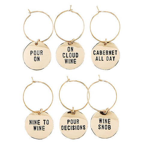 Gold Wine Charms in Pine Box (Santa Barbara)