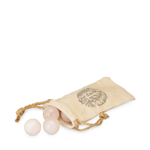 Rose Quartz Wine Chilling Gems w/ Storage Bag - Set of 6: Pink / Rose Quartz / Canvas (Twine)