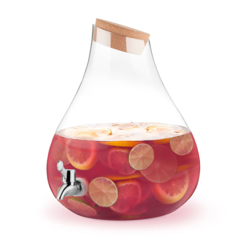 Pearl-Shaped Glass Beverage Dispenser w/ Cork Stopper (Twine)