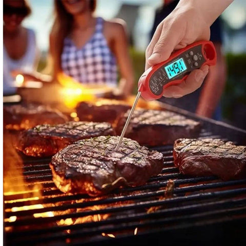 Instant Read Digital Meat Thermometer with Probe: Red/Black (Zulay Kitchen)
