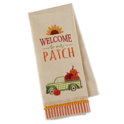Pumpkin Patch Truck Embellished Dishtowel (Design Imports)