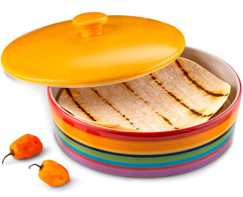 Tinga Ceramic Tortilla Warmer, Hand Painted, Multicolor: Multi-Colored (Kook)