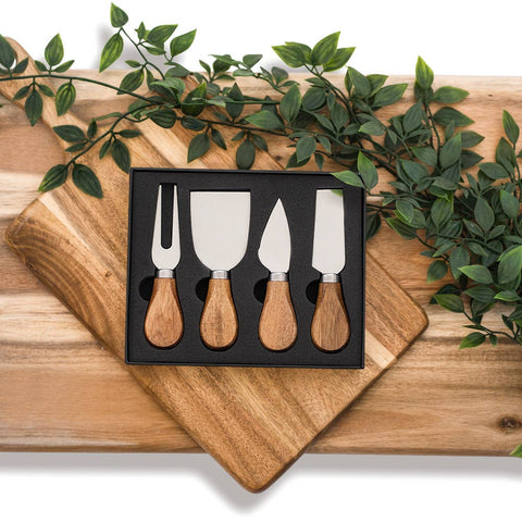 Acacia Cheese Knife & Spreader Set – 4 Piece with Gift Box (Lynn &amp; Liana Designs)